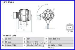 BOSCH Alternator for Vauxhall Vivaro CDTi 145 Combi G9U 2.5 (08/2006-01/2014)