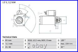 BOSCH Starter Motor for Vauxhall Vivaro CDTi 2.5 August 2006 to August 2010