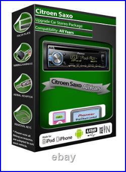 Citroen Saxo car stereo, Pioneer headunit plays iPod iPhone Android USB AUX in