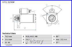 For Renault Laguna 2.0 dCi 2006-2015 Bosch 2353 Starter Motor 0986023530