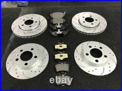 For Renault Trafic Vauxhall Vivaro Front Rear Drilled Grooved Discs & Pads Set For Renault Trafic Vauxhall Vivaro Front Rear Drilled Grooved Discs & Pads Set