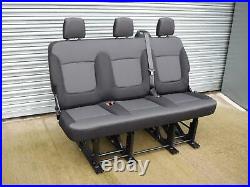 Genuine Folding OEM Black Triple Bench Seat from Renault Trafic Vauxhall Vivaro