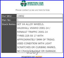 Set X4 Vauxhall Vivaro A Renault Trafica 2001-14 17 Alloy Wheels&tyres 1