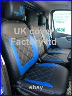 Van Seat Covers Blue Bentley For Renault Trafic Vauxhall Vivaro 2015+ Vans 24